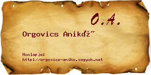 Orgovics Anikó névjegykártya